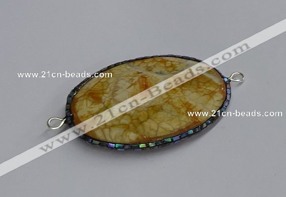 NGC1822 35*50mm oval agate gemstone connectors wholesale