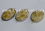 NGC1823 35*50mm oval agate gemstone connectors wholesale