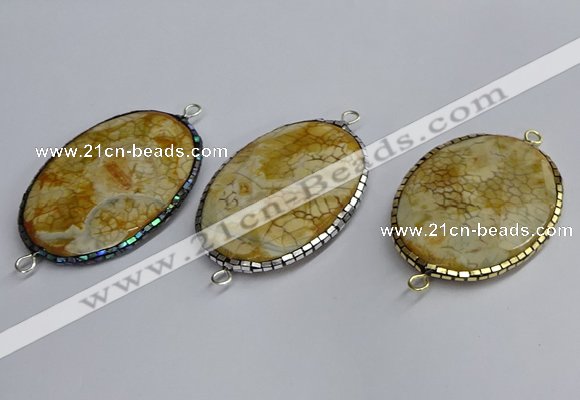 NGC1823 35*50mm oval agate gemstone connectors wholesale