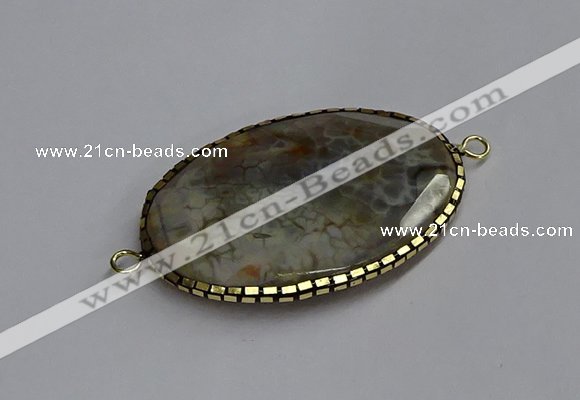 NGC1826 35*50mm oval agate gemstone connectors wholesale