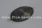 NGC1827 35*50mm oval agate gemstone connectors wholesale