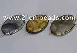 NGC1829 35*50mm oval agate gemstone connectors wholesale