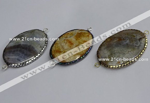 NGC1829 35*50mm oval agate gemstone connectors wholesale