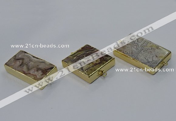 NGC1847 20*40mm - 30*45mm rectangle crazy lace agate connectors