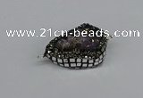 NGC1850 22*30mm - 25*35mm flat teardrop plated druzy amethyst connectors