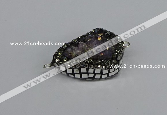 NGC1850 22*30mm - 25*35mm flat teardrop plated druzy amethyst connectors