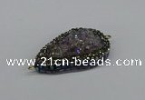 NGC1852 22*30mm - 25*35mm flat teardrop plated druzy amethyst connectors