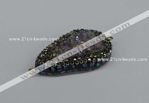 NGC1852 22*30mm - 25*35mm flat teardrop plated druzy amethyst connectors