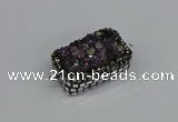 NGC1855 15*35mm - 22*30mm rectangle plated druzy amethyst connectors