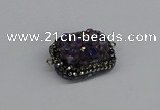 NGC1857 15*35mm - 22*30mm rectangle plated druzy amethyst connectors