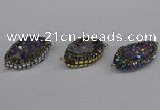 NGC1863 20*30mm - 22*35mm marquise plated druzy amethyst connectors