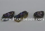 NGC1865 15*30mm - 25*35mm freeform plated druzy amethyst connectors