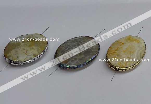 NGC1888 30*40mm - 30*45mm oval agate gemstone connectors