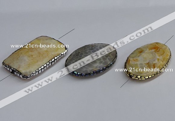 NGC1889 30*40mm - 30*45mm freeform agate gemstone connectors