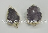 NGC196 20*28mm - 25*30mm freeform druzy amethyst connectors