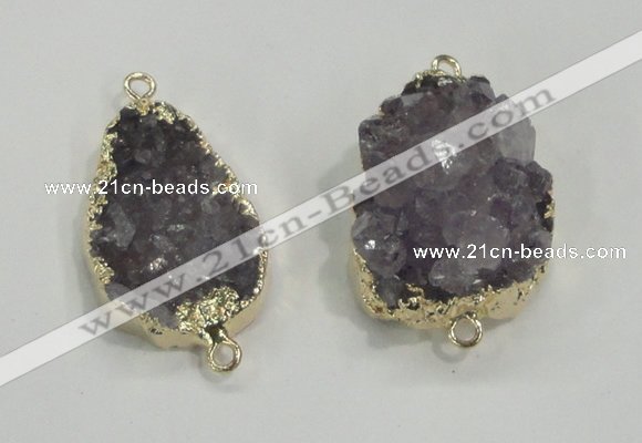 NGC196 20*28mm - 25*30mm freeform druzy amethyst connectors