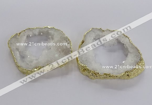 NGC200 50*60mm - 55*75mm freeform druzy agate connectors