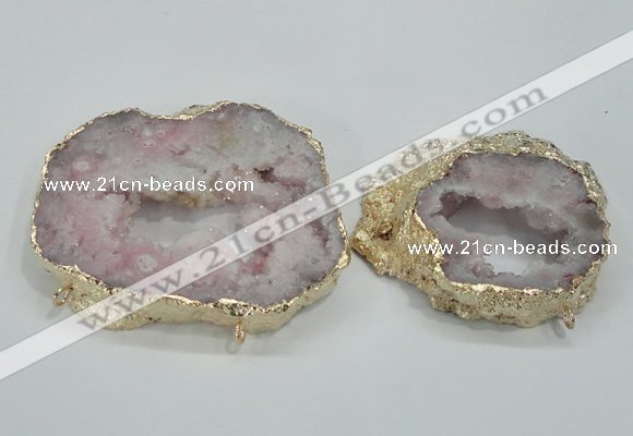 NGC202 50*60mm - 55*75mm freeform druzy agate connectors