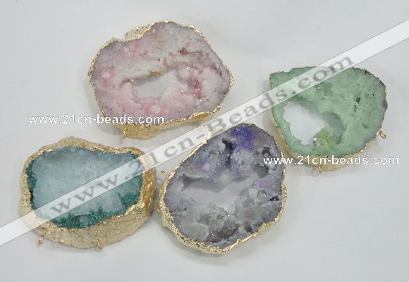 NGC205 50*60mm - 55*75mm freeform druzy agate connectors