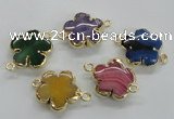 NGC218 24mm - 25mm flower agate gemstone connectors wholesale