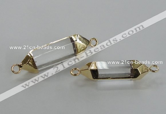 NGC227 10*35mm - 8*40mm faceted nuggets white crystal connectors