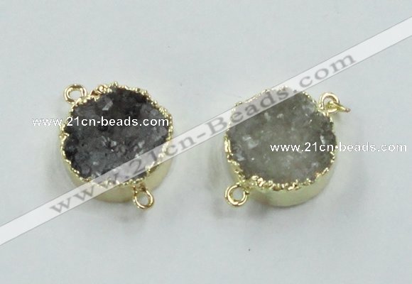 NGC246 16mm - 18mm coin druzy agate gemstone connectors