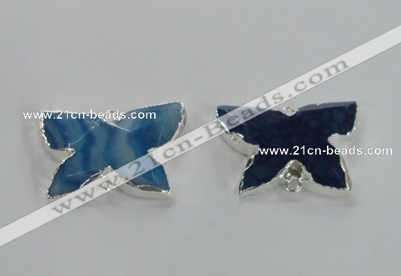 NGC250 22*30mm carved butterfly agate connectors wholesale