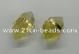 NGC261 18*30mm - 20*35mm faceted nuggets lemon quartz connectors