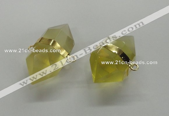 NGC261 18*30mm - 20*35mm faceted nuggets lemon quartz connectors