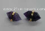 NGC262 18*30mm - 20*35mm faceted nuggets amethyst connectors