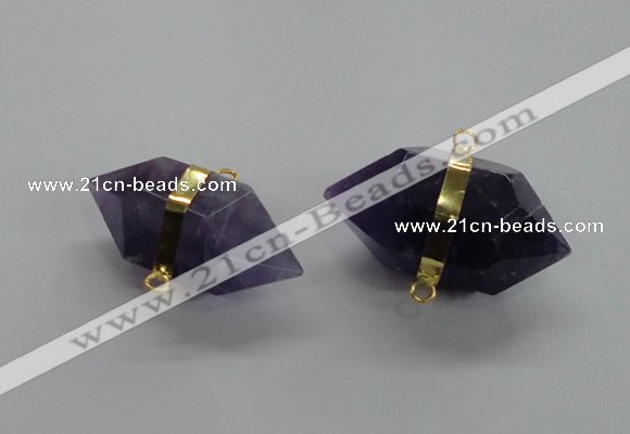 NGC262 18*30mm - 20*35mm faceted nuggets amethyst connectors