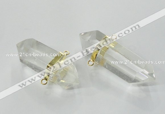 NGC266 15*45mm - 18*50mm faceted nuggets white crystal connectors