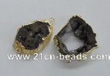 NGC272 30*35mm - 35*40mm freeform plated druzy agate connectors