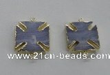 NGC275 26*26mm - 28*28mm blue lace agate gemstone connectors