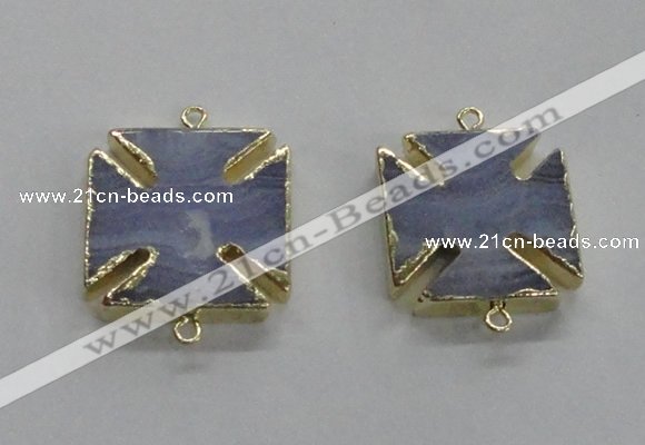 NGC275 26*26mm - 28*28mm blue lace agate gemstone connectors