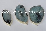 NGC283 22*45mm - 40*55mm freeform druzy agate connectors