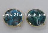 NGC299 35mm flat round agate gemstone connectors wholesale