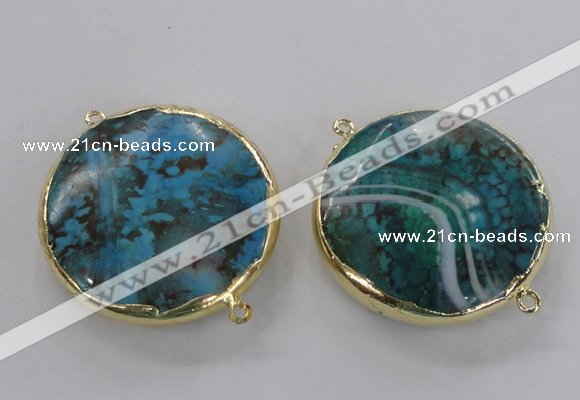 NGC299 35mm flat round agate gemstone connectors wholesale