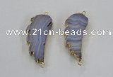 NGC322 16*35mm - 18*38mm wing-shaped agate gemstone connectors