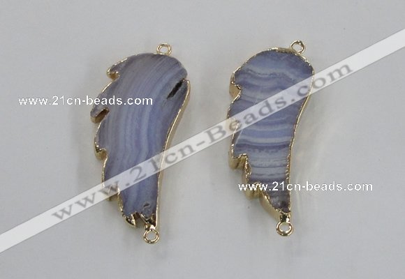 NGC322 16*35mm - 18*38mm wing-shaped agate gemstone connectors