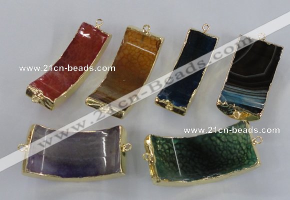 NGC326 15*50mm - 22*45mm agate gemstone connectors wholesale