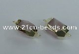 NGC339 15*20mm - 18*25mm faceted nuggets rose quartz connectors