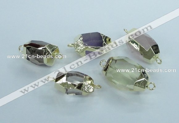 NGC342 15*20mm - 18*25mm faceted nuggets mixed quartz connectors