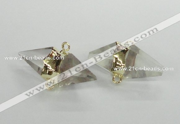 NGC345 18*30mm - 15*45mm faceted bicone white crystal connectors