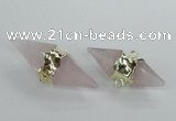 NGC347 18*30mm - 15*45mm faceted bicone rose quartz connectors