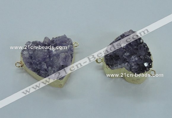 NGC370 23*25mm - 30*32mm heart druzy amethyst gemstone connectors