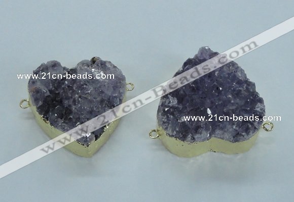 NGC371 33*35mm - 38*40mm heart druzy amethyst gemstone connectors