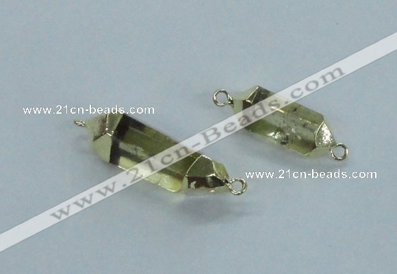 NGC373 10*25mm - 12*30mm faceted nuggets lemon quartz connectors