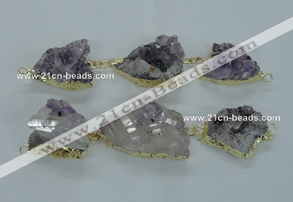 NGC375 20*25mm - 25*30mm freeform druzy amethyst connectors