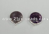 NGC380 18mm flat round agate gemstone connectors wholesale